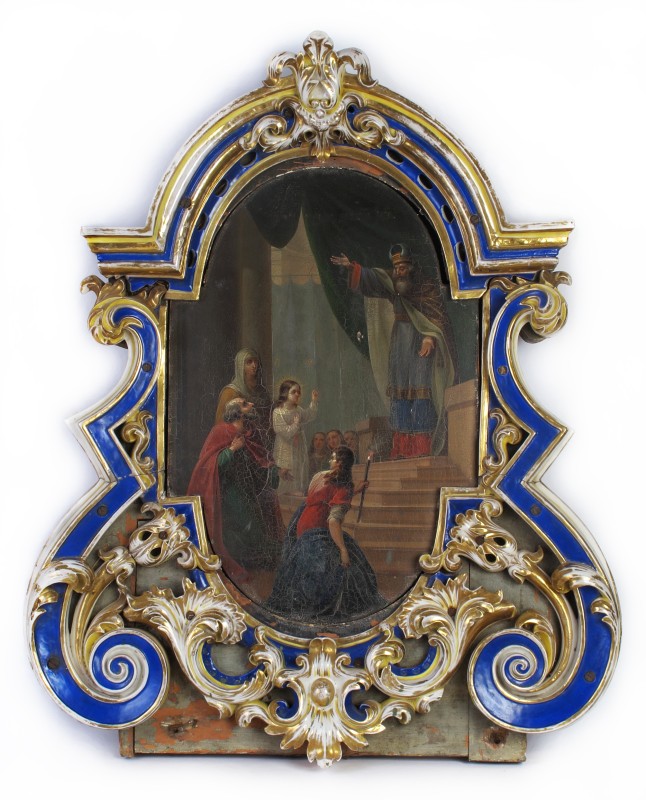 Ікона «Введення у храм Пресвятої Богородиці» у фарфоровій рамі.