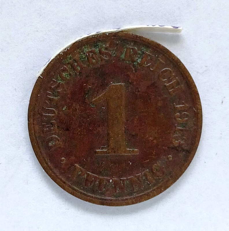 Монета "1 пфеніг". Німецька імперія. 1913 р.