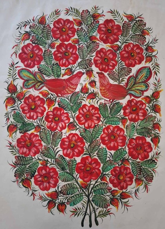 Птахи у мальвах