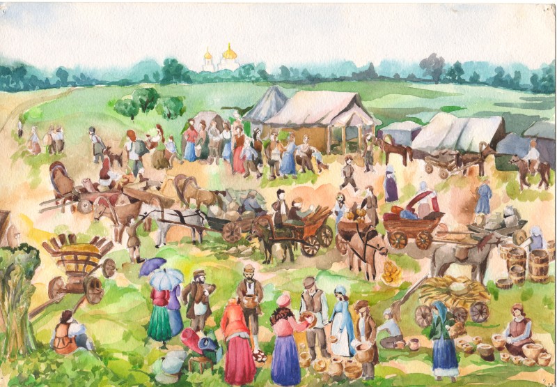 Малюнок «Кролевецький Хрестовоздвиженський ярмарок. Кінець ХІХ ст.»