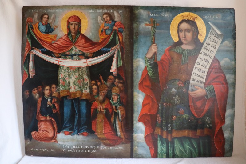 Ікона. Покрова Пресвятої Владичиці. Нашої Богородиці і Пріснодіви Марії та Свята Великомучениця Параскева