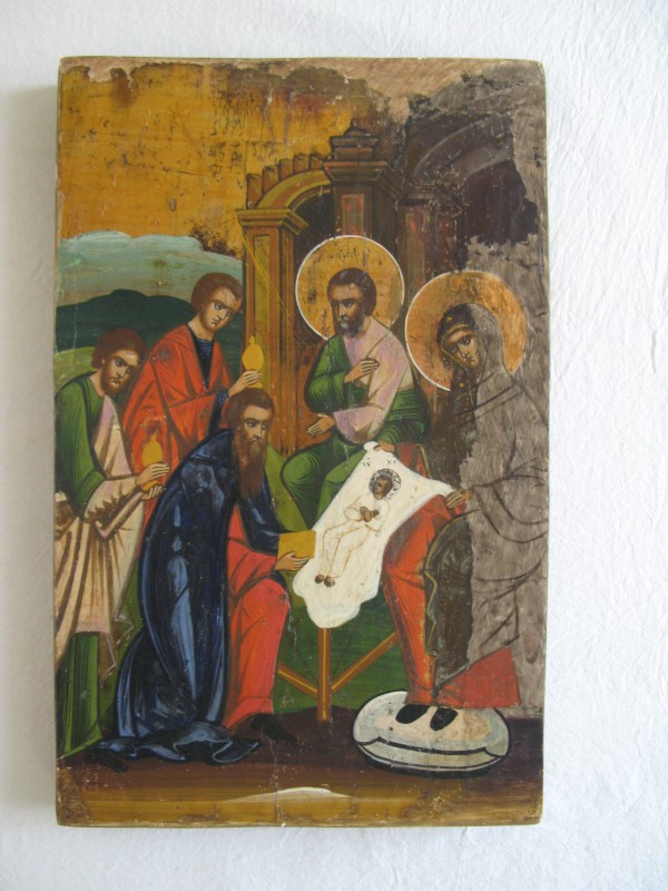 Фрагмент великої храмової ікони із сюжетом "Поклоніння волхвів"