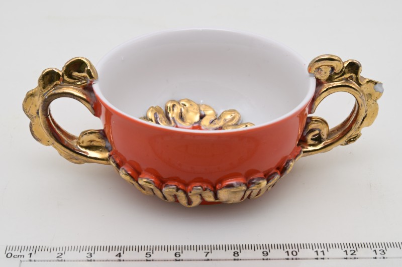 Чаша декоративна (червона з позолотою). Входить до комплекту з 3-х предметів