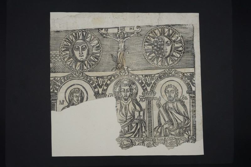 Гравюра "Деісіс (Триморфон) і Розп'яття"