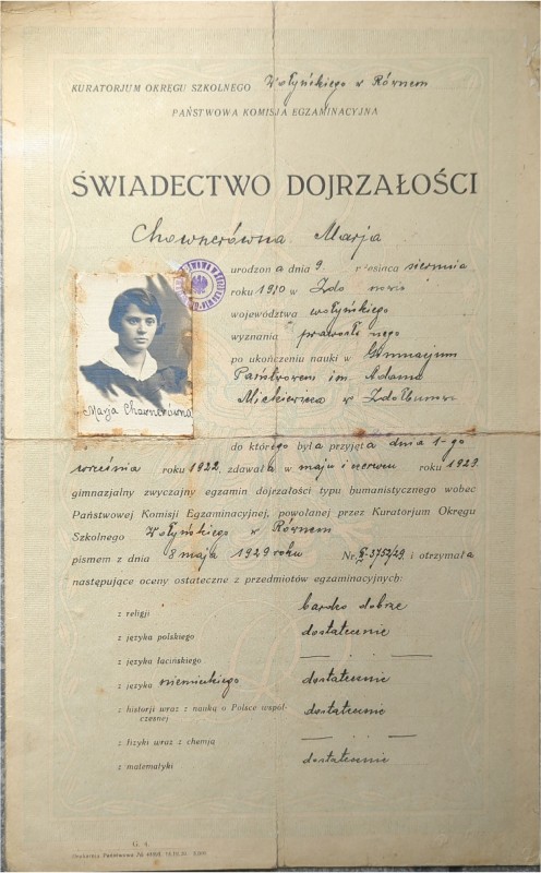Свідоцтво про освіту Ховнерувної Марії