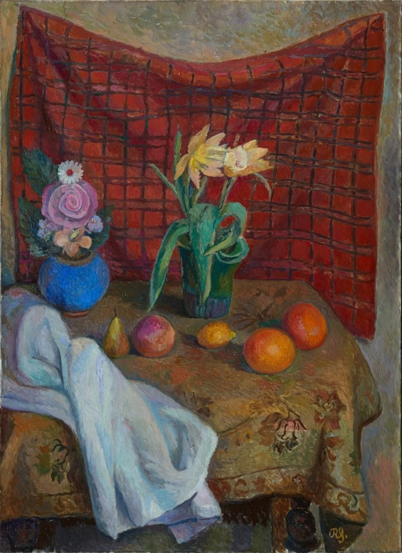 Мертва природа (помаранчі і тюльпани)