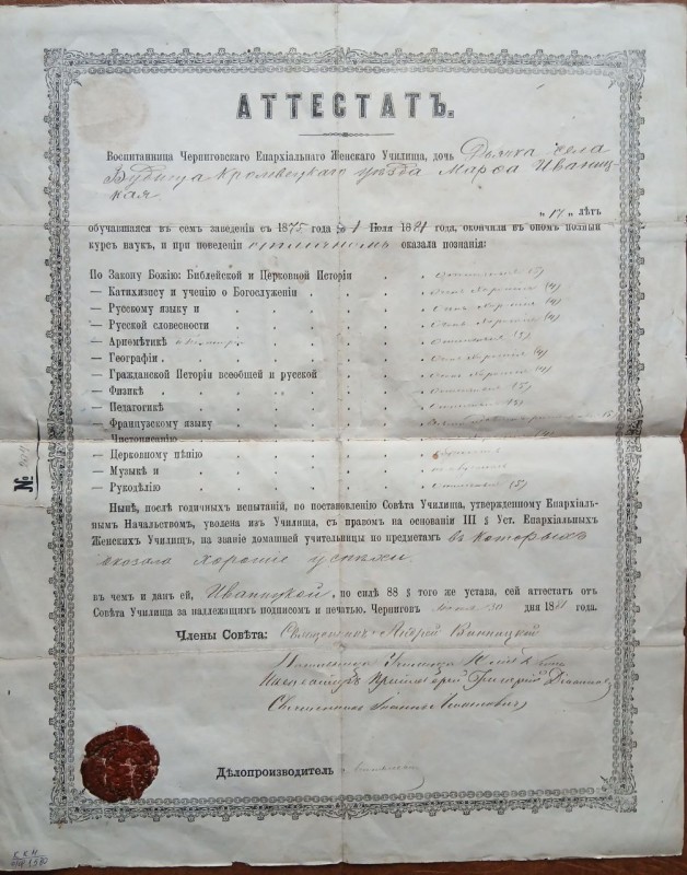 Документ. Атестат