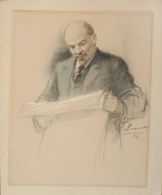 В.І. Ленін читає газету