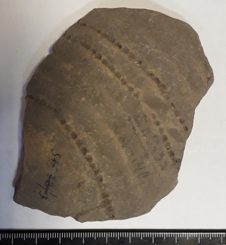 Фрагмент стінки об'ємного ліпного жовтоглиняного посуду