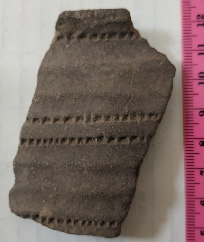 Фрагмент вінця ліпного сіроглиняного посуду.