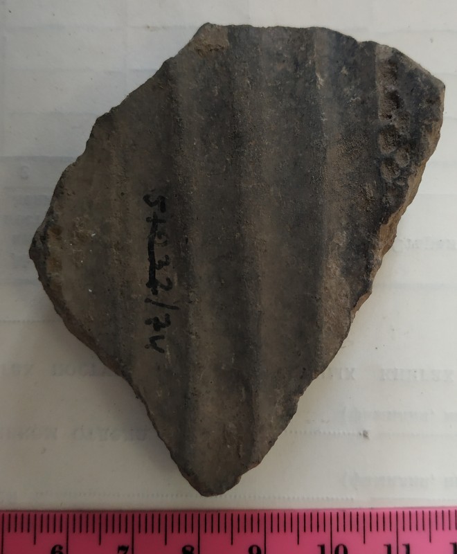 Фрагмент вінця ліпного сіроглиняного посуду.