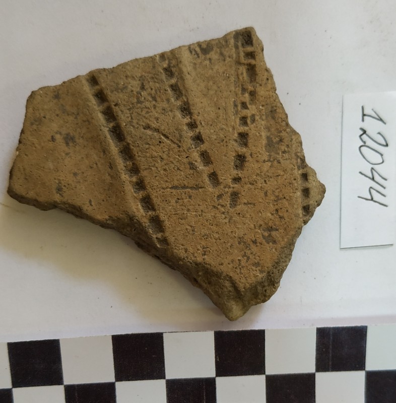 Фрагмент стінки ліпної сіроглиняної посудини