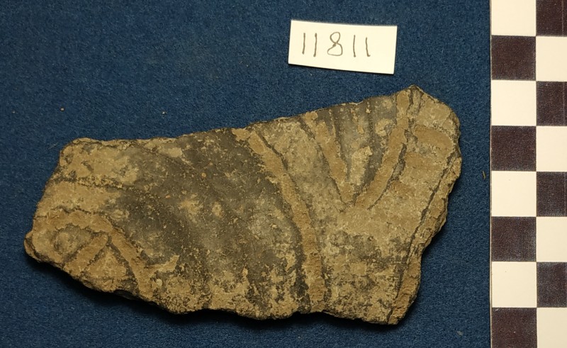 Фрагмент стінки ліпної сіроглиняної посудини із лощеною поверхнею