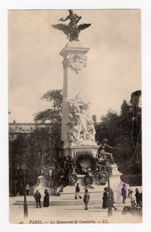 Поштівка ч/б, серійна (49) "Paris. - Le Monument de Gambetta. - LL".