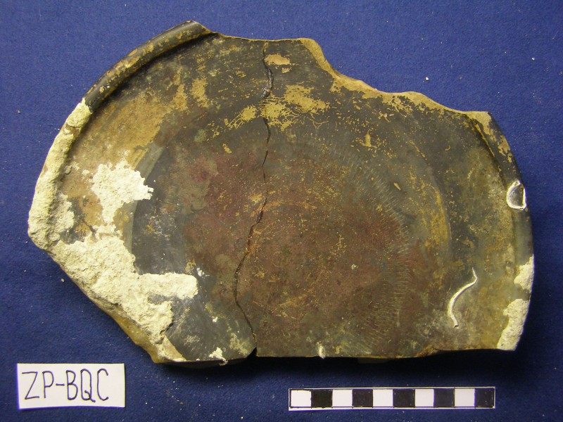 Частина чорнолакової тарілки на широкому кільцевому піддоні