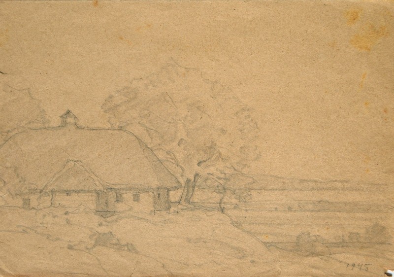 Пейзаж. Хата. 1945