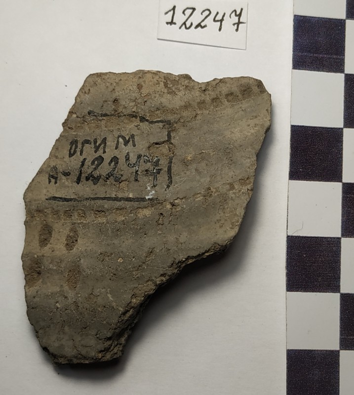 Фрагмент стінки ліпної сіроглиняної посудини