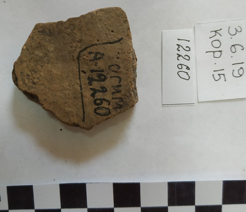 Фрагмент стінки ліпної сіроглиняної посудини