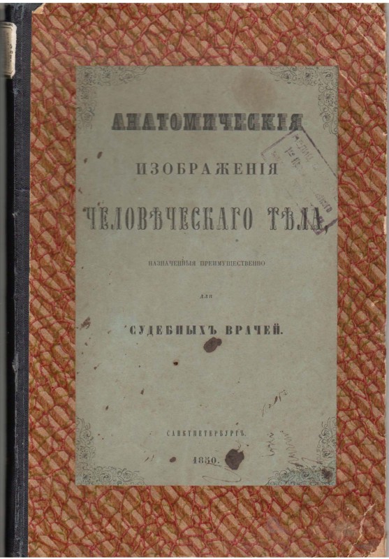 Книга. Пироговъ Н.И. Анатомическія изображенія наружнаго вида и положенія органовъ, заключающихся въ трехъ главныхъ полостяхъ человѣческаго тѣла, назначенныя преимущественно для судебныхъ врачей. Съ полнымъ объясненіемъ. Санкт-Петербургъ, 1850. 79 с.