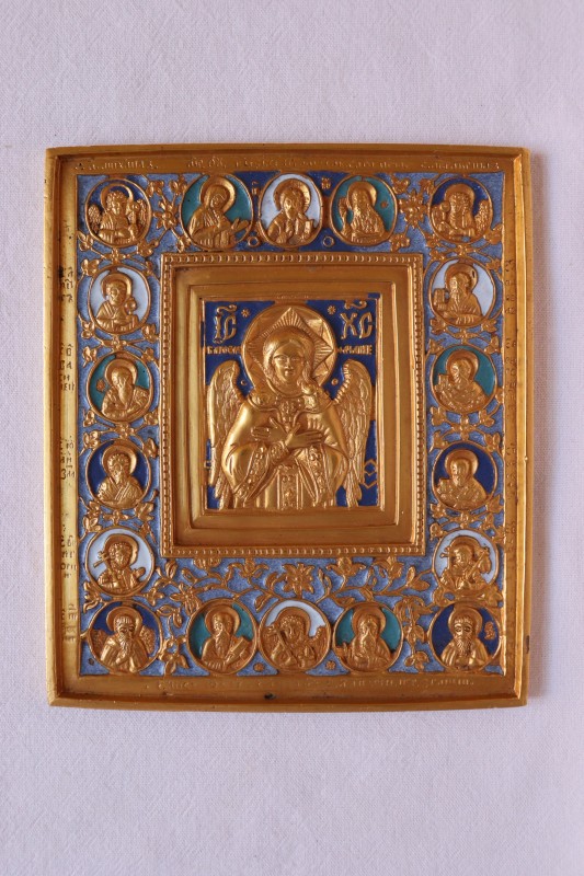 Ікона із зоюраженням Ісуса Христа та 18 святих "Спас Благе Мовчання"