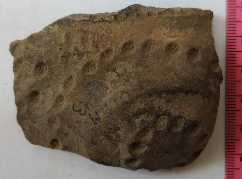 Фрагмент стінки ліпної сіроглиняної посудини