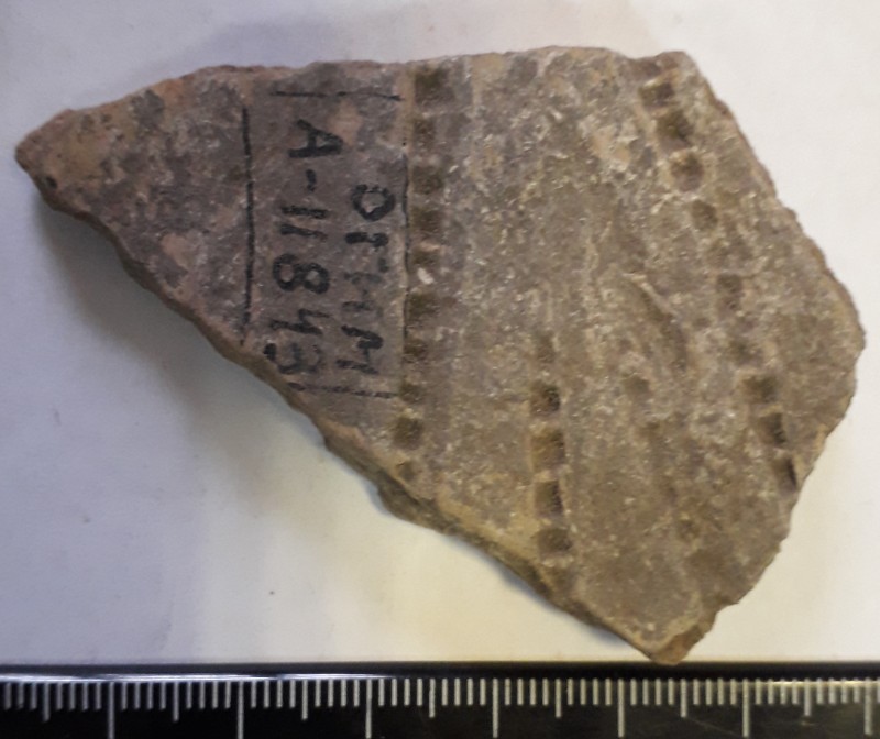 Фрагмент стінки ліпної сіроглиняної посудини