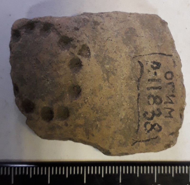 Фрагмент стінки ліпної сіроглиняної посудини