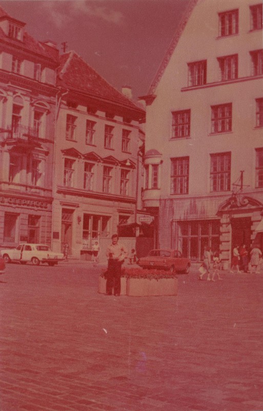 Фотографія. В. Івасюк біля клумби з квітками. Таллінн. Липень 1978 року.