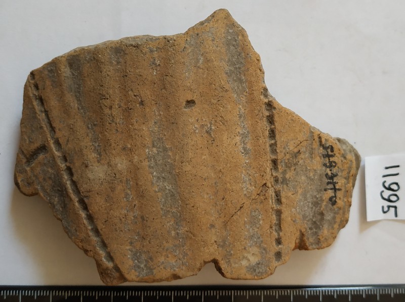 Фрагмент стінки ліпної жовтоглиняної посудини.