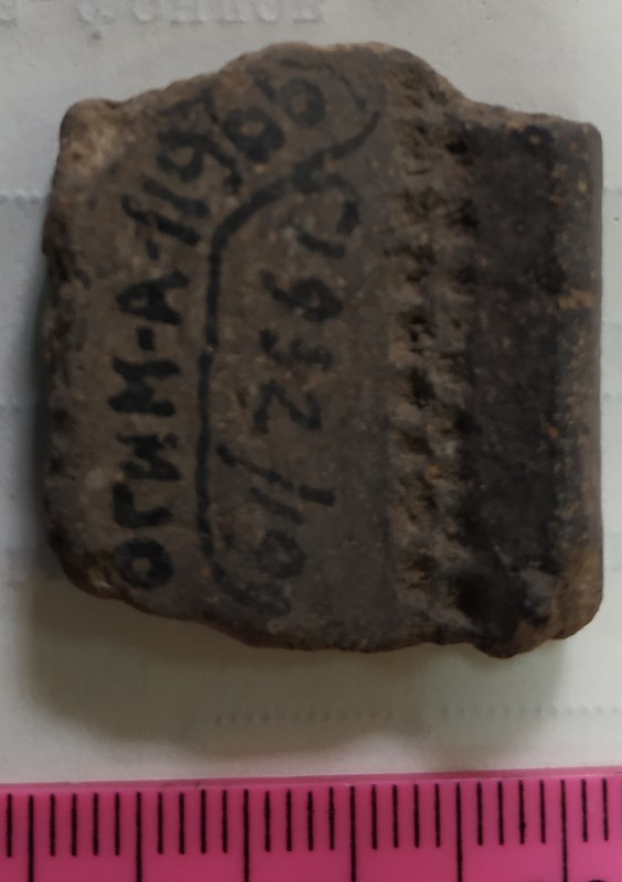 Фрагмент вінця ліпної сіроглиняної посудини.