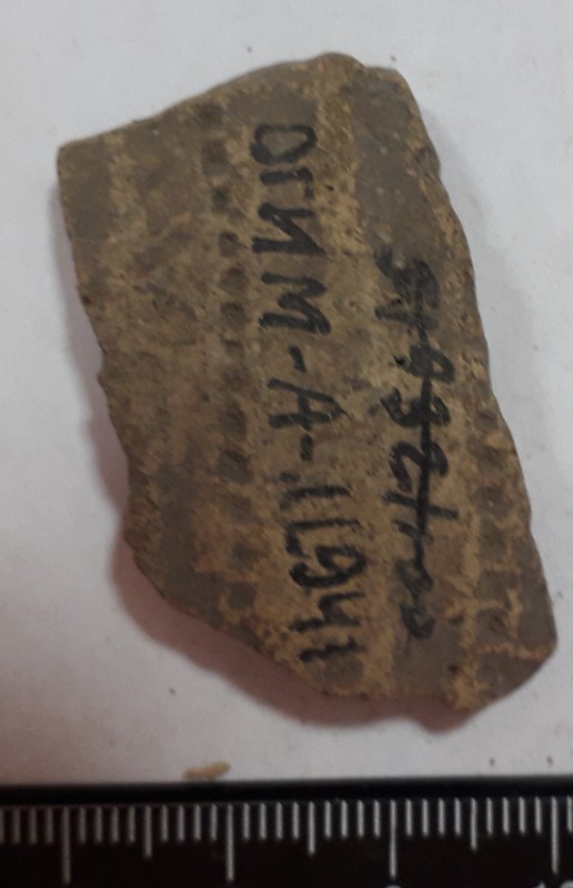 Фрагмент стінки ліпної жовтоглиняної посудини.