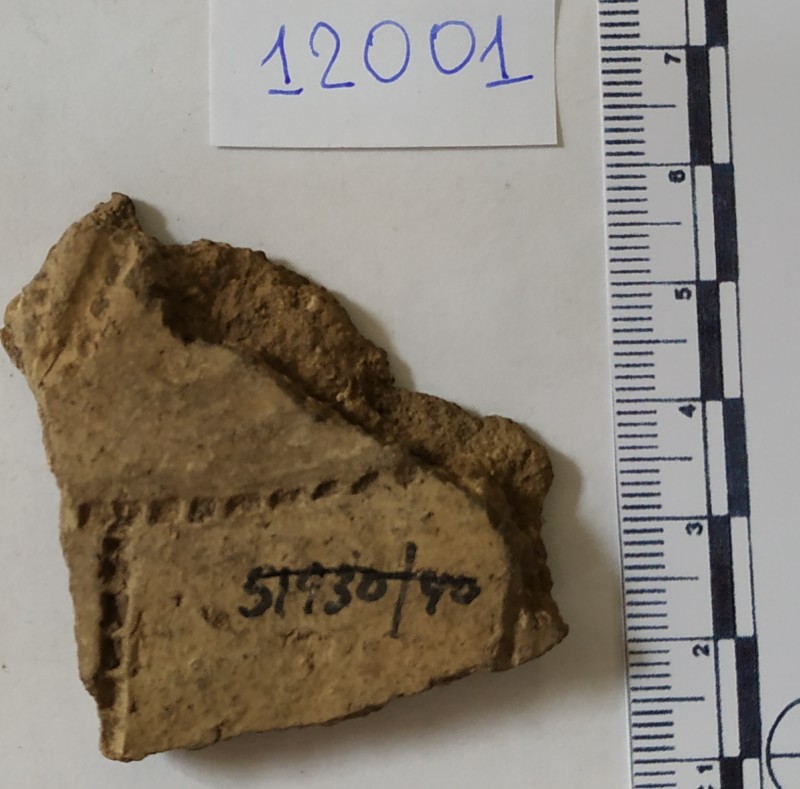 Фрагмент стінки ліпної жовтоглиняної посудини.