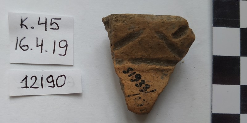 Фрагмент вінця ліпної жовтоглиняної посудини.