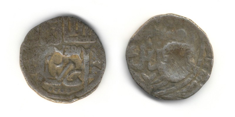 Монета – дирхем (з надчеканкою "законний"). 747 р.х. (1346/1347). Золота Орда, Джанібек (741-758 рр.х./1341-1357 рр.). Карбування Сарай ал-Джедід.