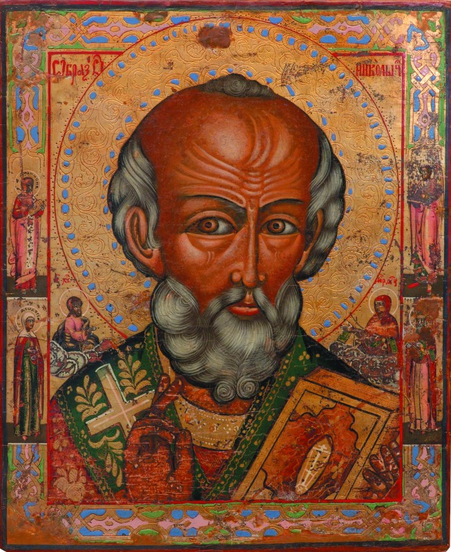 Ікона "Святий Никола Відворотний" зі святими на полях