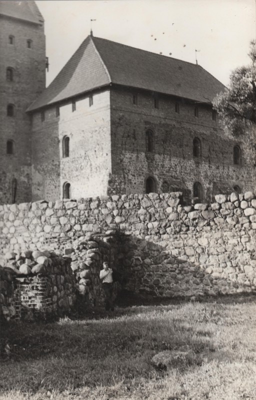 Фотографія. В. Івасюк. За ним видно два будинки Тракайського замку. Вільнюс. Липень 1978 року.