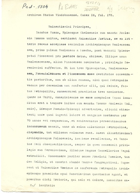 Archivum Status Vindobonense. Codex 18, fol. 173.