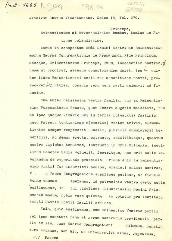 Archivum Status Vindobonense. Codex 18, fol. 370.