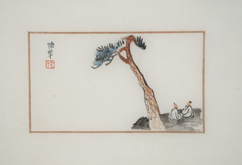 «Два чоловіки під сосною». Альбом із зразками листів поштового паперу, прикрашених малюнками Ці Байші і інших художників