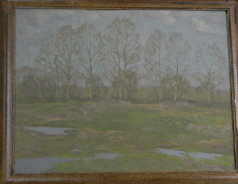 Картина. В. Решедько. Дорога на ферму. Весна. 1986 рік. Олія.