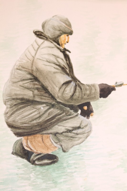 Картина. Терновський Р. "Річка Чаша. Зимова рибалка". 2008р.