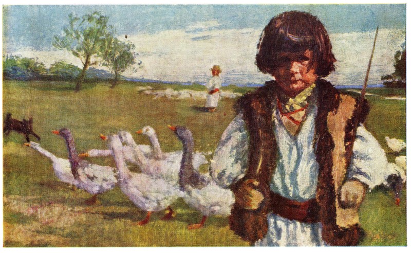 Листівка «Пастушок з гусьми»