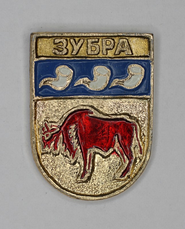 Значок сувенірний із зображенням герба с. Зубра