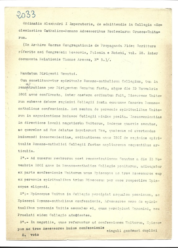 Ex Archivo Sacrae Congregationis de Propaganda Fide. Scritture riferite nei Congressi: Moscovia, Polonia e Ruteni Vol. 18: inter documenta Relationis Thomae Arezzo, № 5