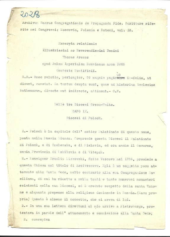 Archivum Sacrae Congregationis de Propaganda Fide. Scritture riferite nei Congressi: Moscovia, Polonia e Ruteni Vol. 18