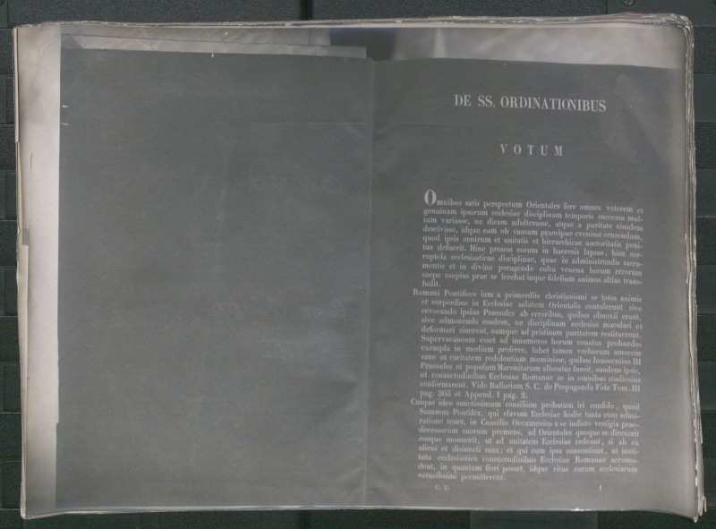 Commissio orientalis pro Concilio oecumenico. Mense iulio 1870/ Schema constitutionis de ritibus. Начерк конституції обрядів.