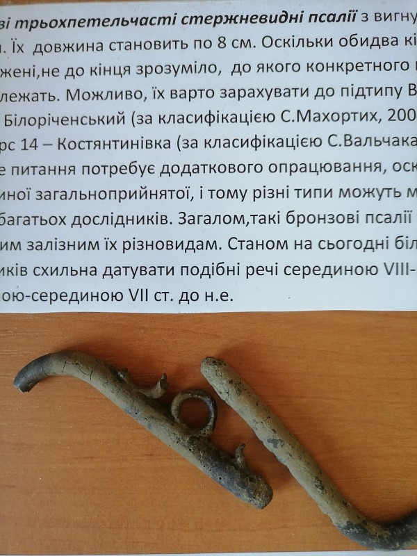 Бронзові трьохпетельчасті стержневі псалії