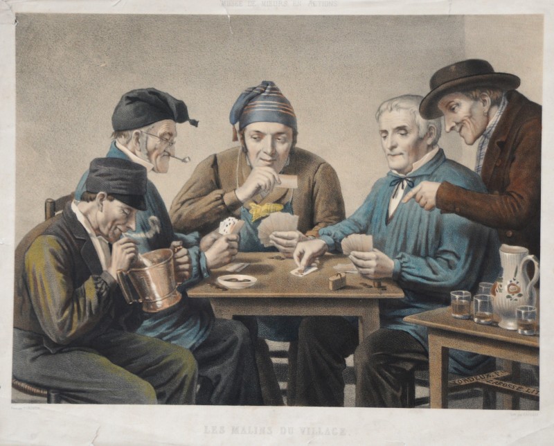 "Сільські хитруни" Аркуш із серії «Музей звичаїв у діях» (Musée de Mœurs en actions).