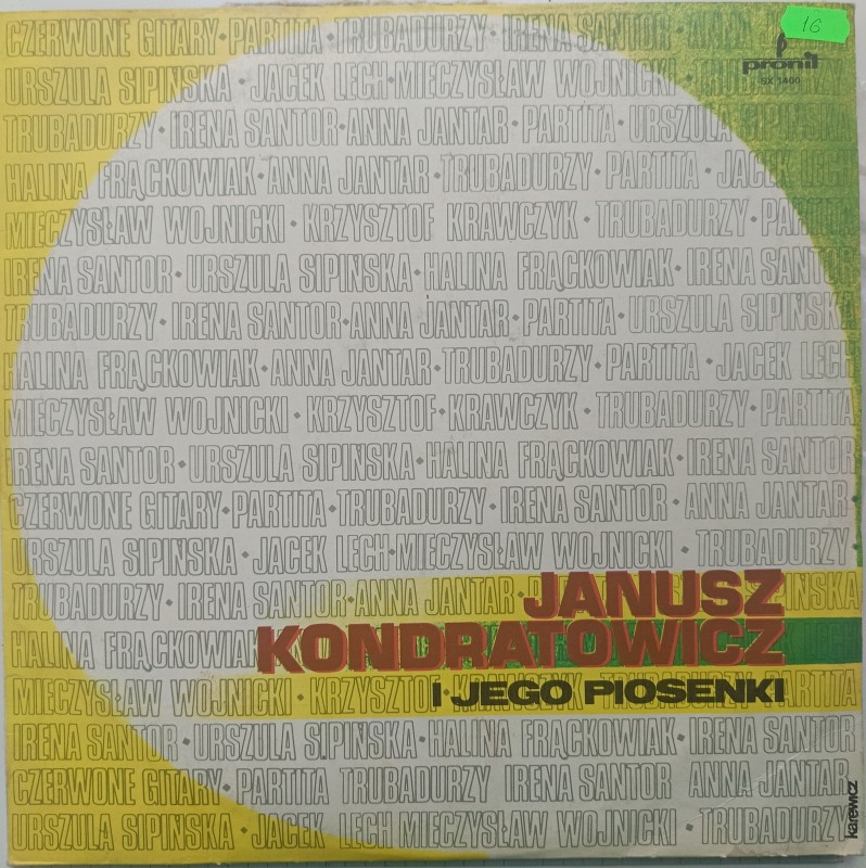 Платівка. Janusz Kondratowicz,  I Jego Piosenki.
