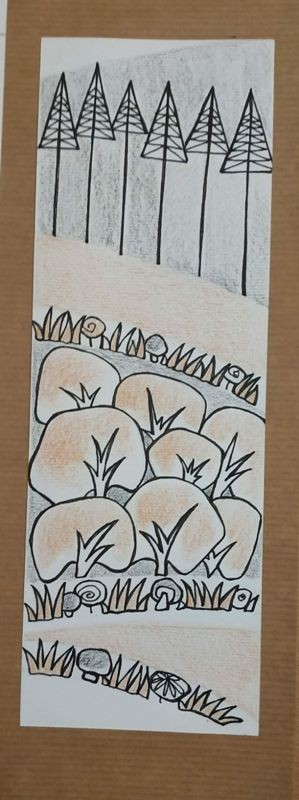 Малюнок.  «Ілюстрація до казки Б. Лепкого «Про діда, бабу і качечку кривеньку» Аркуш № 2».